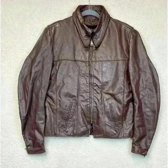 VINTAGE BROOKS LEATHER JACKET BROWN SIZE M MADE IN USA